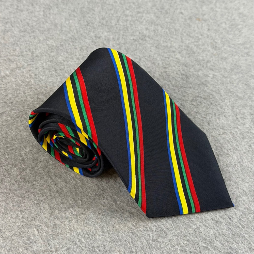 Vintage Chinese Taipei Olympic Committee Tie Black Color Stripe Sports 56x3.5"